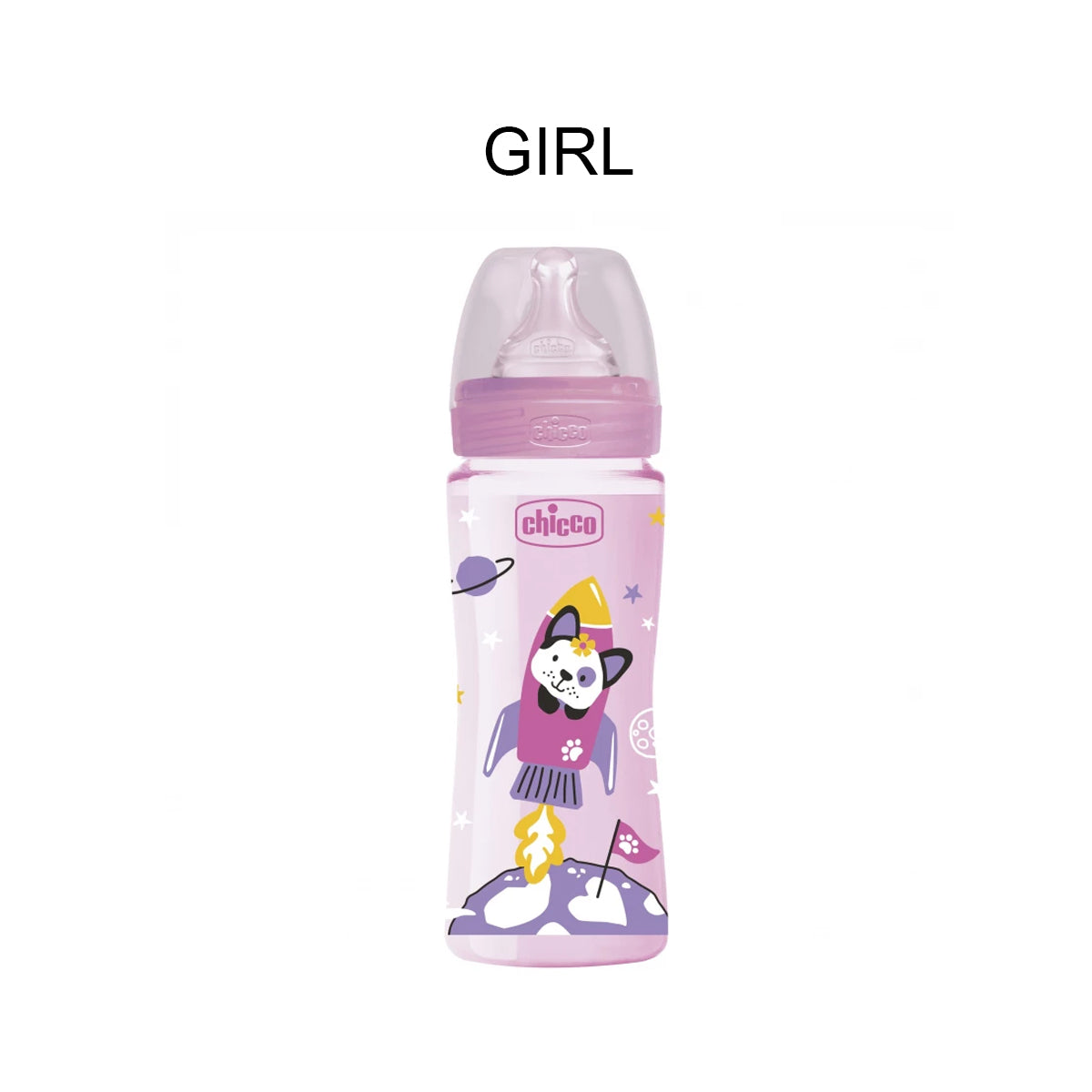 Chicco Anti-Colic Well Being plastic baby bottle with fast flow silicone nipple 330ml